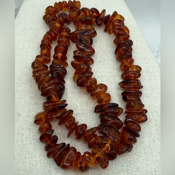 Genuine Amber Graduated Nugget Necklace 26” Slip On No Clasp 54.5 grams - Picture 16 of 17